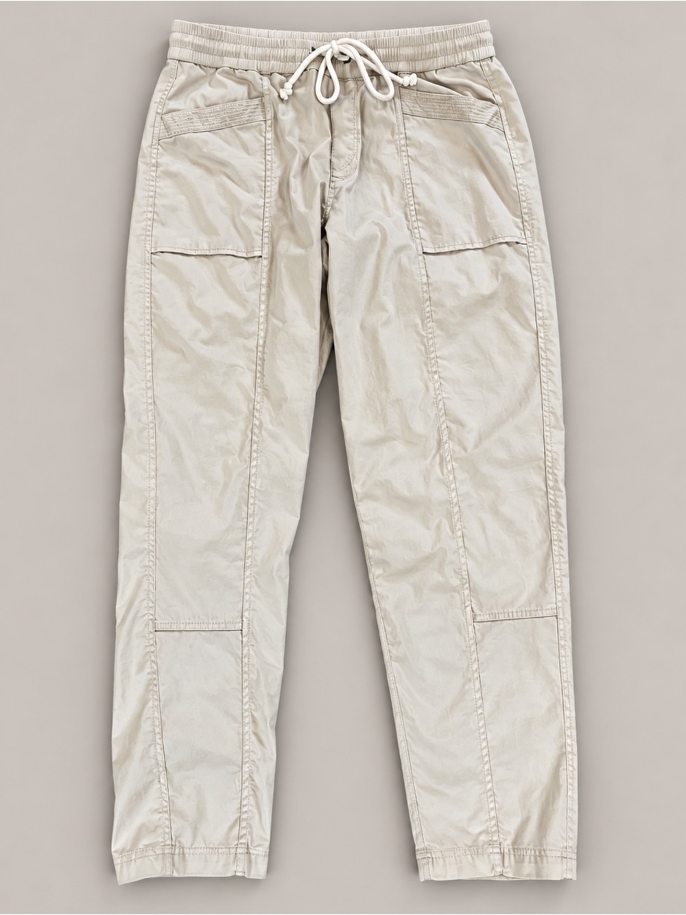 Lou & Grey Utility Cargo Pants Womens M Beige Lyocell Drawstring